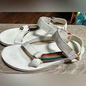 Teva Womens‎ Original Universal Pride White Flatform Sandals Size 10 1125890